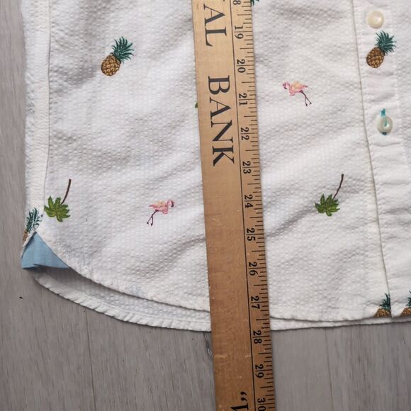 Tommy Bahama Shirt Men’s Small Pineapple Palm Trees Button Shirt Seersucker - Picture 2 of 4